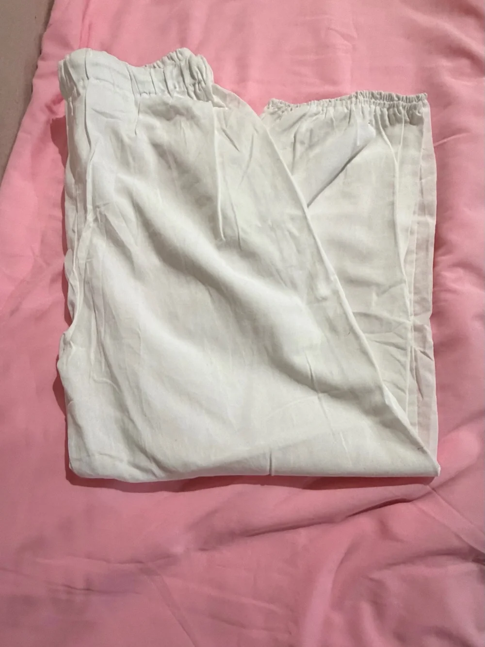 Women size XL White Linen Drawstring Cargo Pants - Casual Relaxed Fit